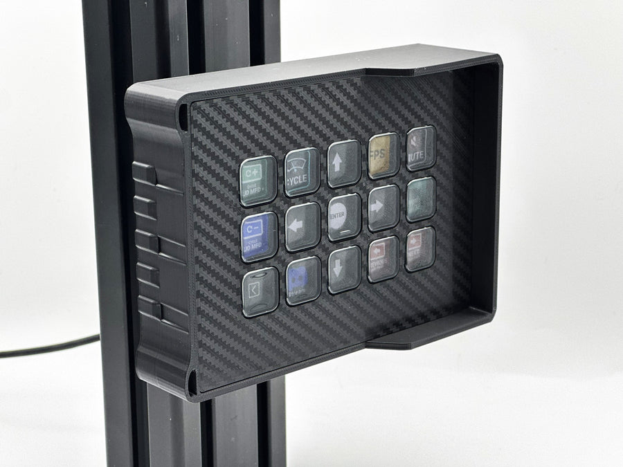 Vertical and Asymmetric StreamDeck Enclosure MK2 Mount for Aluminium Profile Extrusions 4080, Stream Deck Sim Racing Case