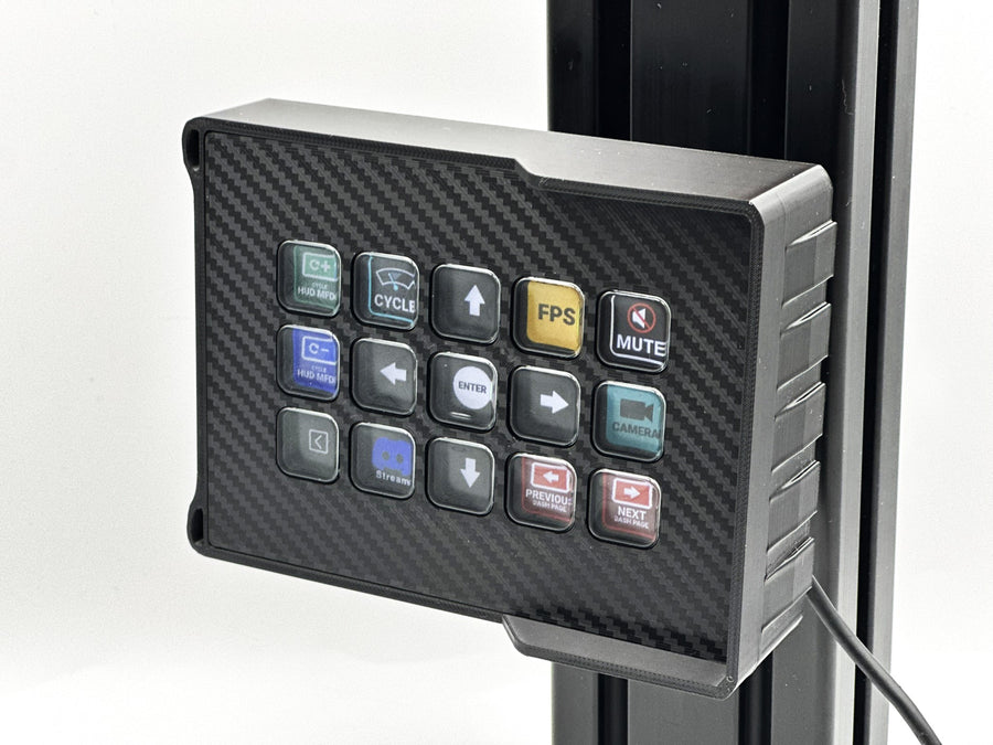 Vertical and Asymmetric StreamDeck Enclosure MK2 Mount for Aluminium Profile Extrusions 4080, Stream Deck Sim Racing Case