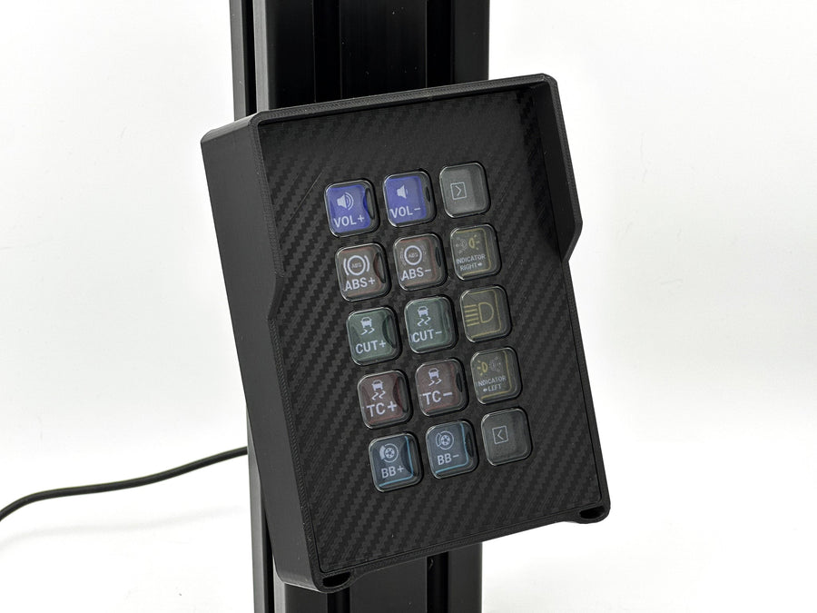 Vertical and Asymmetric StreamDeck Enclosure MK2 Mount for Aluminium Profile Extrusions 4080, Stream Deck Sim Racing Case