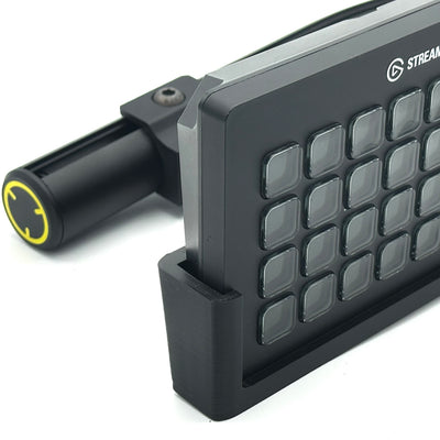 Sim racing Stream Deck XL mount engineered for the Fanatec ClubSport GT Cockpit. Positions the Elgato Stream Deck XL within thumb's reach of the wheel, perfect for Twitch and YouTube streamers running scenes, alerts, and chat overlays while racing. Bolts cleanly to the ClubSport GT frame for a vibration-free fit, keeping the deck stable through hard braking and kerb hits. Black aluminium finish blends seamlessly with the cockpit