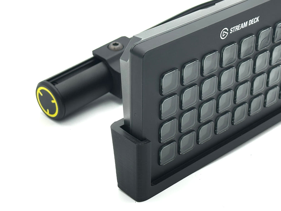Stream Deck XL mounting bracket compatible with the Fanatec ClubSport GT Cockpit. Holds the 32-button Elgato Stream Deck XL in an ergonomic position next to the steering wheel. Made from 3D printed adapters and durable aluminium with a black powder-coat finish RAM Mount, it attaches to the cockpit's extruded profile using included T-nuts and bolts. Adjustable angle for personalised viewing. Ideal sim racing accessory for streamers and serious iRacing, ACC, and rFactor 2 drivers. (