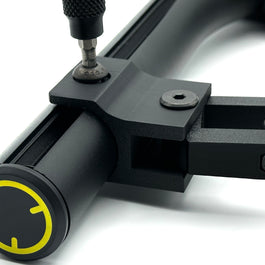 Side view of the Stream Deck enclosure mounted on the Fanatec ClubSport GT Cockpit showing the dual-axis adjustments