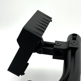 Dual-axis adjustable Stream Deck mount for Fanatec ClubSport angled toward the driving position
