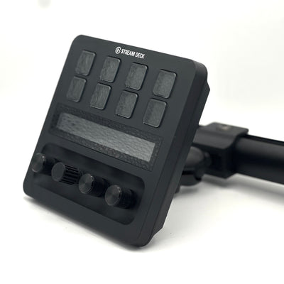 Feature-focused
Stream Deck Plus mount for Fanatec ClubSport GT Cockpit, designed for sim racers who want physical dials within reach of the wheel. The bracket secures the Elgato Stream Deck Plus — 8 LCD keys, 4 rotary dials, and a touchstrip — to the ClubSport Accessory Arm via a fully adjustable RAM Mount. Ideal for adjusting brake bias, traction control, and ABS on the fly.