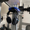 White headphones and gloves holder for aluminium profile sim racing cockpits. 80 40 series headset holder. Sim racing gloves holder. Sim racing cable management