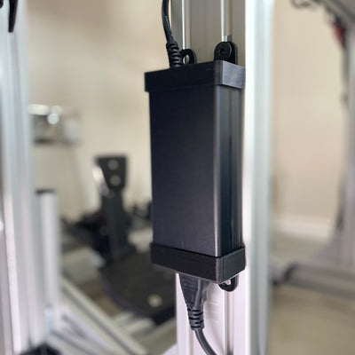POwer Brick Mount for aluminum profile - Sim Racing Thrustmaster T818 PSU holder  -Thrustmaster T818 PSU Mount on sim racing cockpits - Cable management upgrades for Thrustmaster Direct Drive - Add-on Thrustmaster for alu extrusions