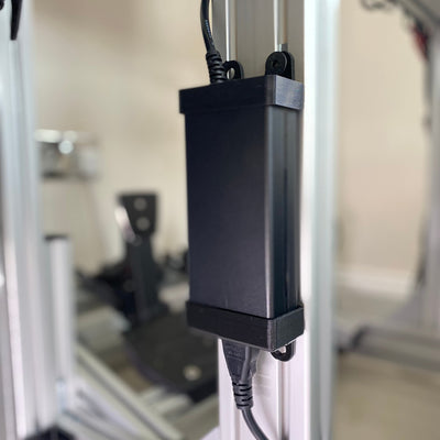 POwer Brick Mount for aluminum profile - Sim Racing Thrustmaster T818 PSU holder  -Thrustmaster T818 PSU Mount on sim racing cockpits - Cable management upgrades for Thrustmaster Direct Drive - Add-on Thrustmaster for alu extrusions